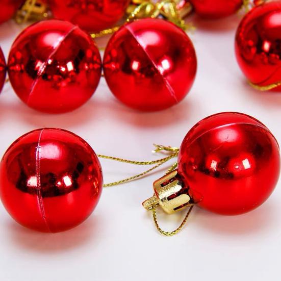 12Pcs Christmas Balls Hanging Ornament 3cm Diameter Colored Balls Party Venue Atmosphere Decoration Accessories Xmas Tree Pendant Christmas Mall