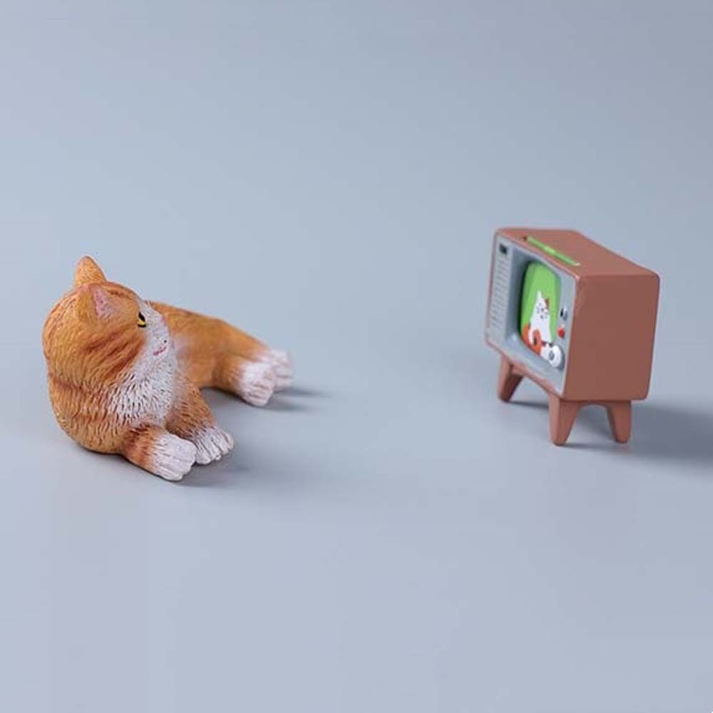 Simulation Cat Pet Model Cartoon Lying Cat Statue Adorable Cat Ornament Kids Toy