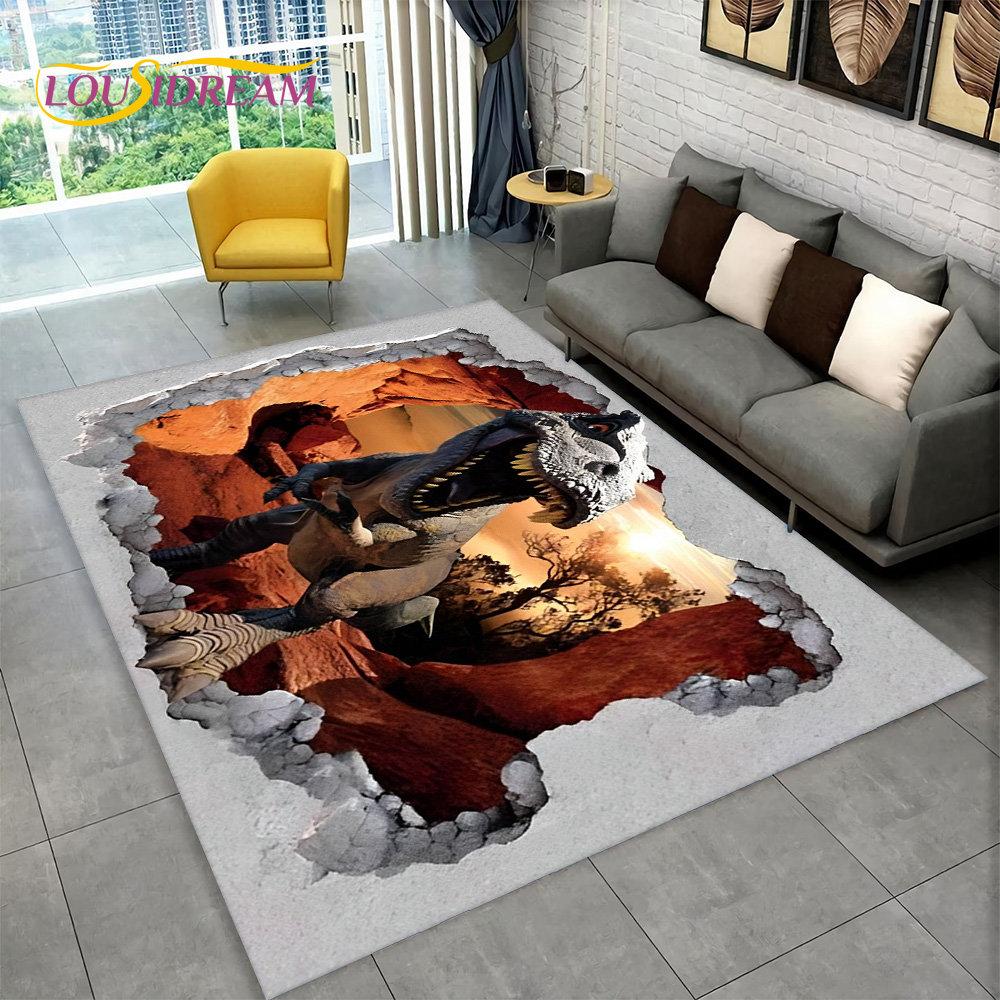 3D Visual Illusion Dinosaur Area Rug,Carpet Rug for Home Living Room Bedroom Sofa Playroom Doormat Decor,Kid Non-slip Floor Mats