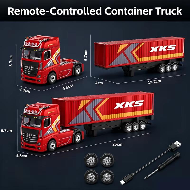 1:64 Wltoys 6408 Радиоуправляемая машина 4WD из сплава Мобильный RC Контейнеровоз с прицепом Вездеход 2.4G Полномасштабная модель грузовика Детские игрушки Подарок