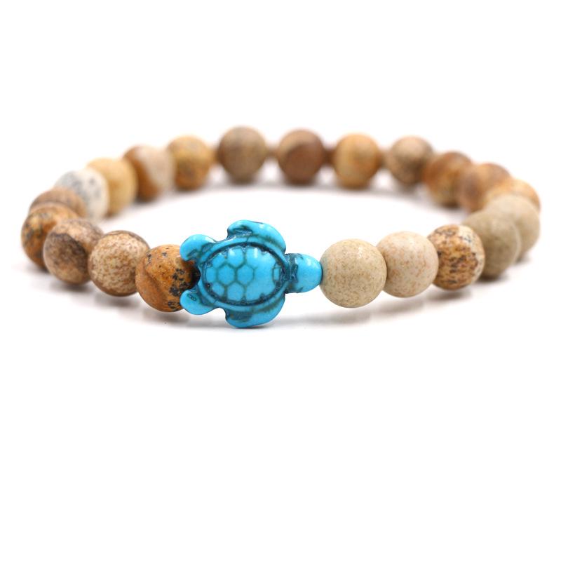 Браслеты из натурального камня Blue Turtle и Green Geometric - унисекс и в индивидуальной упаковке