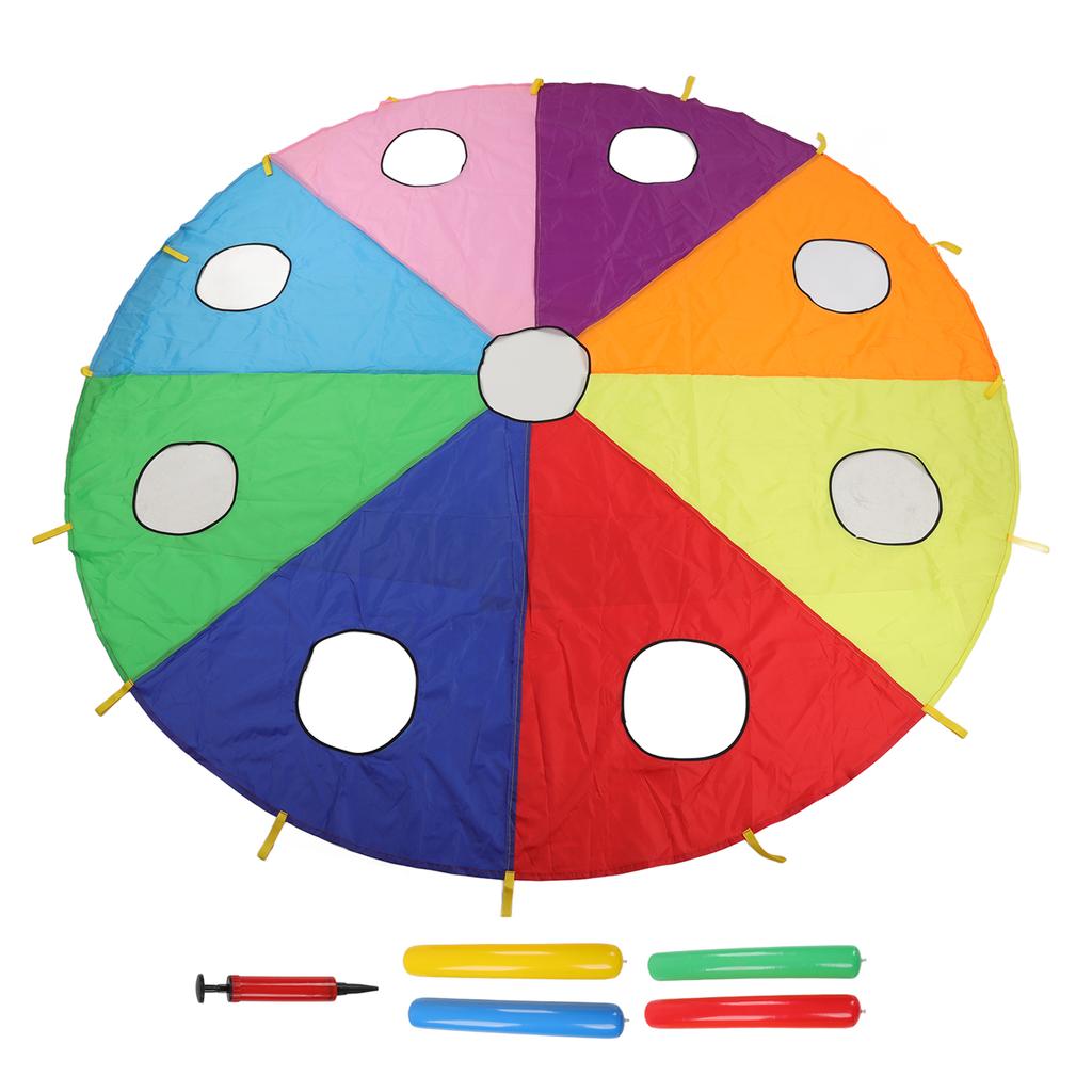 Kids Umbrella Parachute Play Set 9 Holes Round Shape Inflatable Stick Mole Pounding Game for