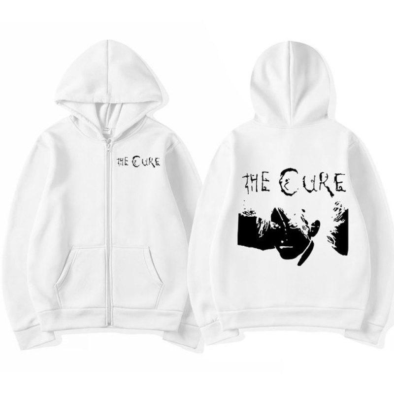 1986 The Cure Robert Smith Zipper Hoodies Gothic Graphic Print Hoodie Sweatshirt Oversized Rock Band Hip Hop Men's Zip Up Jacket