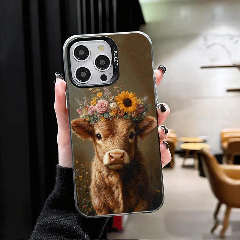 Милый Хайлендский бык Ударопрочный чехол для телефона для iPhone 17 Air 16 16E 15 Pro Max 14 Plus 13 Mini 12 Задняя крышка Противоударный Fundas