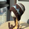 Fair Isle Style Contrast Color Strap Knitted Pullover Hat Women's Autumn and Winter Thickened Warmth and Coldproof Ear Protection Lei Feng Hat