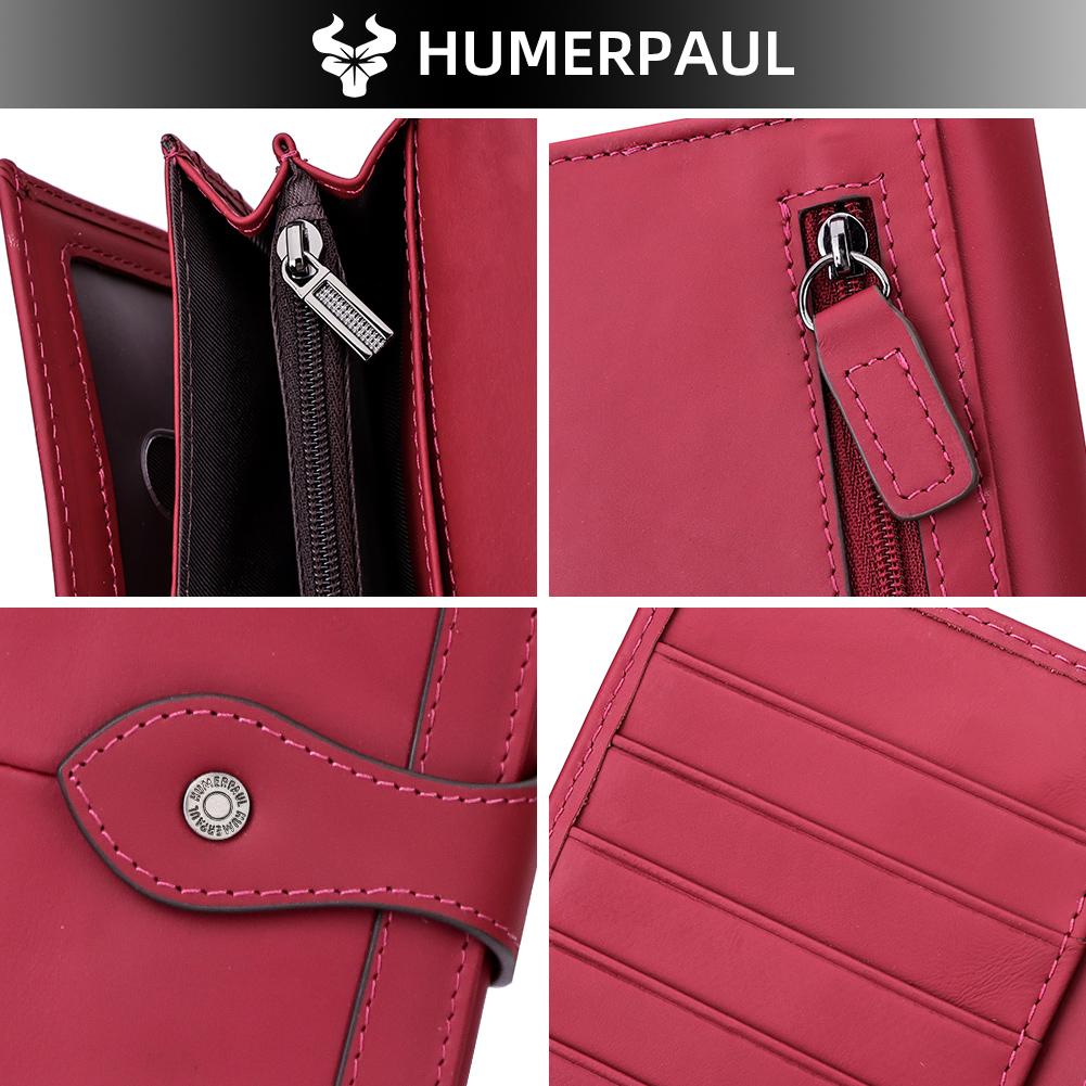 Humerpaul Женский кошелек длинный кожаный кошелек большой вместимости многокарточный кошелек-клатч с окошком для фото кошелек для мелочи