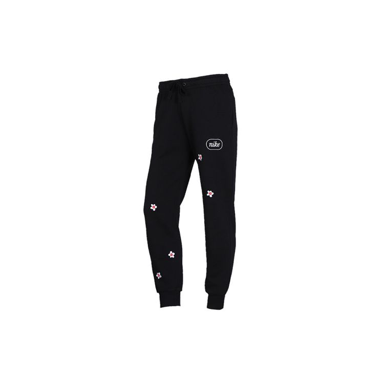 Nike Зауженные спортивные брюки с цветочной вышивкой, женские, черные, CJ2175-010