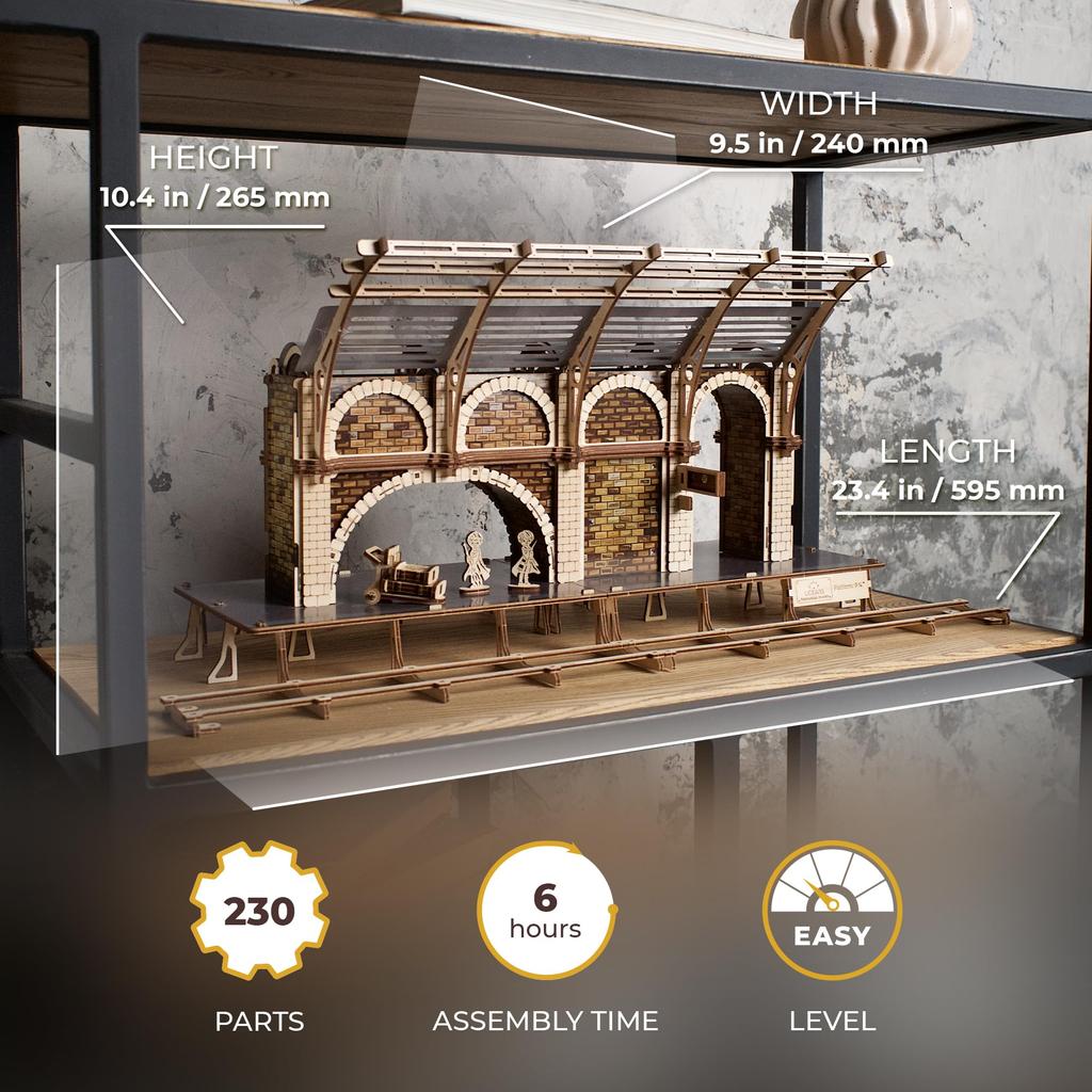 Ugears Гарри Поттер Платформа 9 Деревянная Без клея и инструментов 70230 3/4 Головоломка, Требуется, Взрослый,