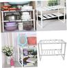 Держатель Кухонный Органайзер Полка Напольный Тип Регулируемый Раздвижной Двухъярусная Стойка для Хранения Посуды Под Раковину Многофункциональная Полка