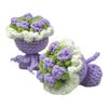 Crochet Rose Flower Floral Ornament Finished Bouquet Decoration Handmade Knitting Hand Woven Flower Table