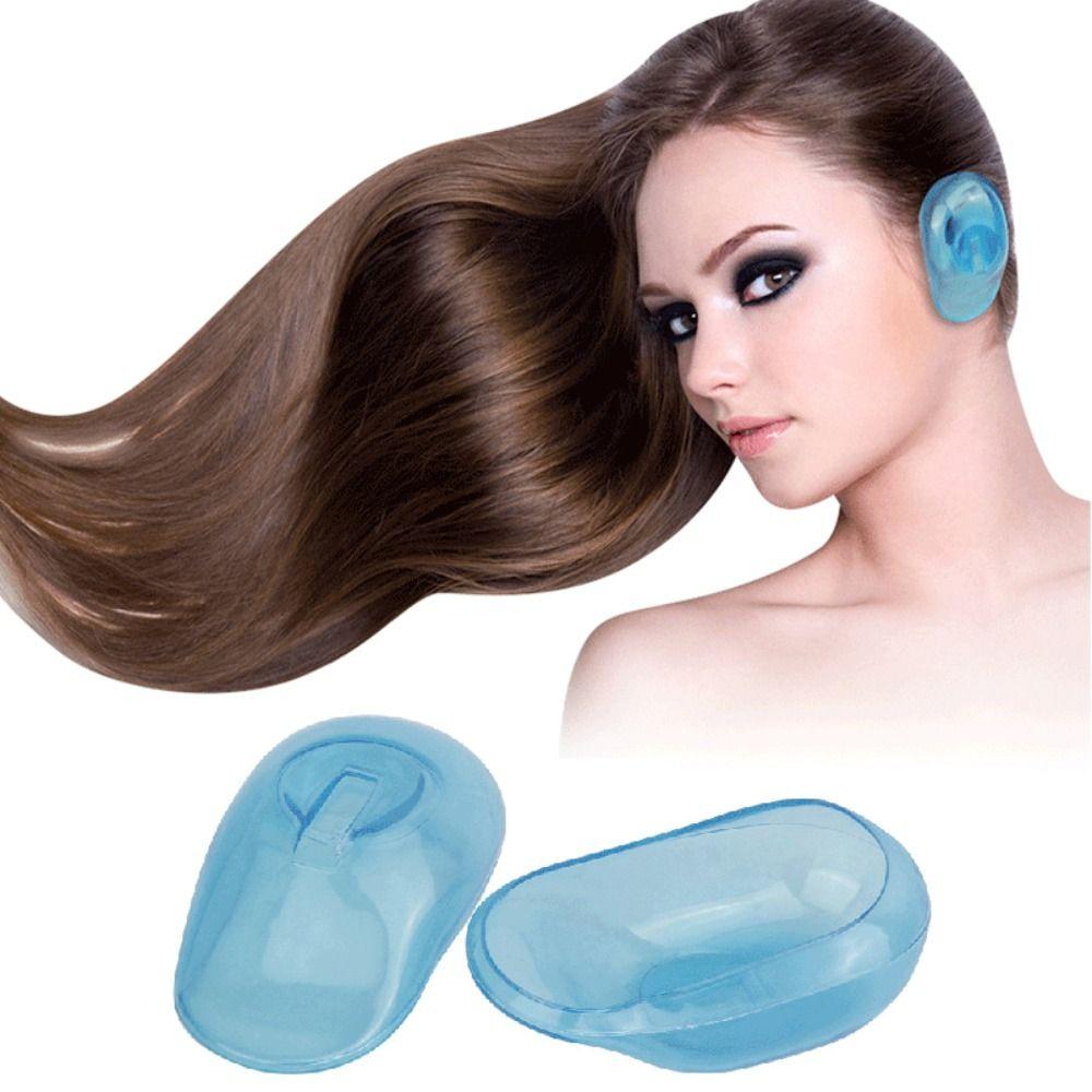 2pcs Blue Hairdressing Ear Cover Reusable Salon Ear Shield Silicone Ear Cover