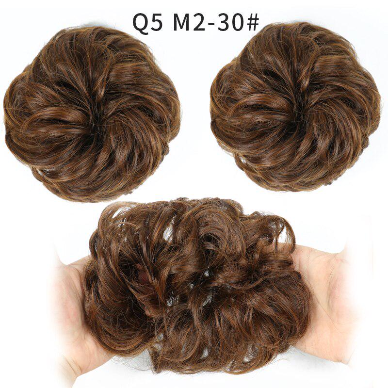 XINRAN Girls Curly Scrunchie Chignon With Rubber Band Brown Gray Synthetic Hair Ring Wrap On Messy Bun Ponytails