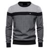 Sweater Men's Autumn New Striped Splicing Long Sleeve Men's Knitted Sweater Fashion Crew Neck Men's Casual Sweater
