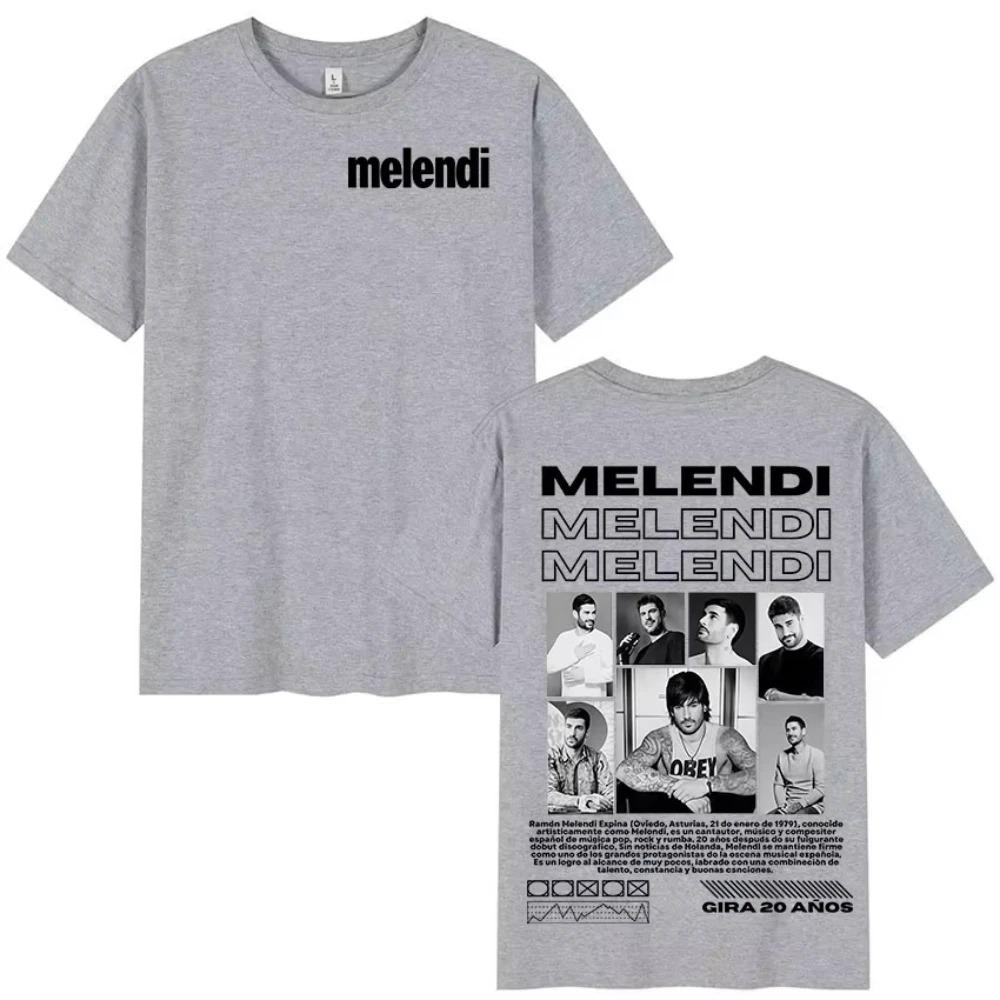 Rapper Melendi Tour 2026 New Album Merch Tee Shirt Unisex Clothing Hip Hop Oversized T-shirts Vintage High Quality Cotton T-shirt
