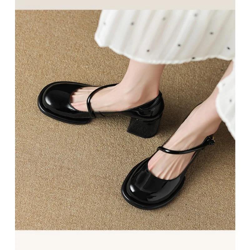 Женские туфли Мэри Джейн Винтажные туфли на высоком каблуке для девочек Туфли в стиле Лолиты в японском стиле Туфли для студентов колледжа Большие размеры