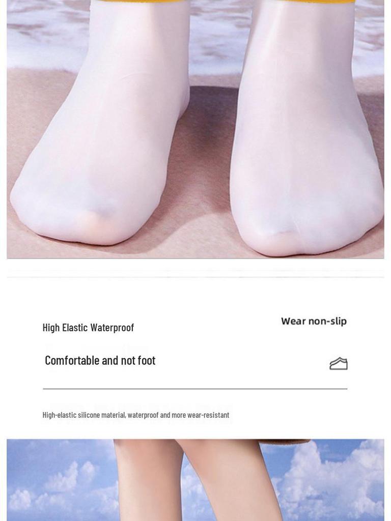 Waterproof Silicone Non-Slip Diving Socks with Drawstring for Snorkeling and Swimming - Unisex High Elasticity Beach Footwear