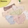 Women's Cute Underwear Mid-waist Seamless Cartoon Briefs Girls Candy Color Panties M-XL