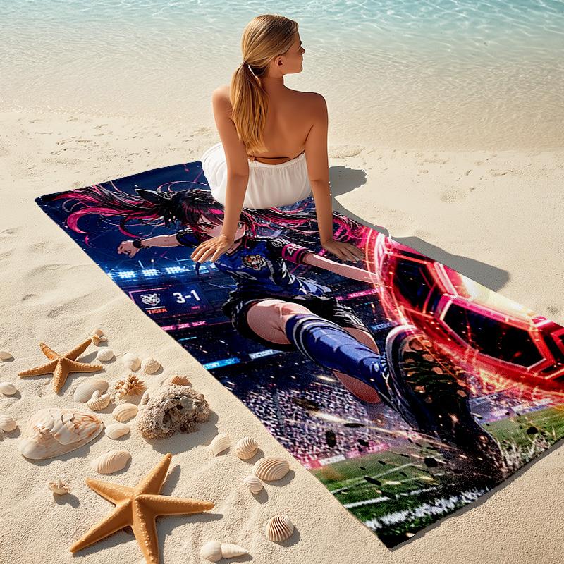 1pc Soccer Star Action Cartoon Quick Dry Microfiber Bath Towel for Swimming Surfing Camping Unisex Holiday. SJT7201121