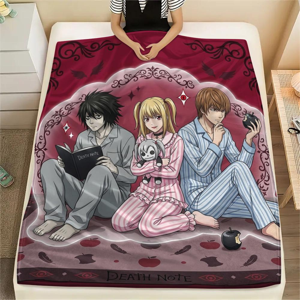 1PC Death Note Patterned Flannel Blanket Suitable For All Seasons For Home Decor Warmth And Comfort Gifts Holiday Present