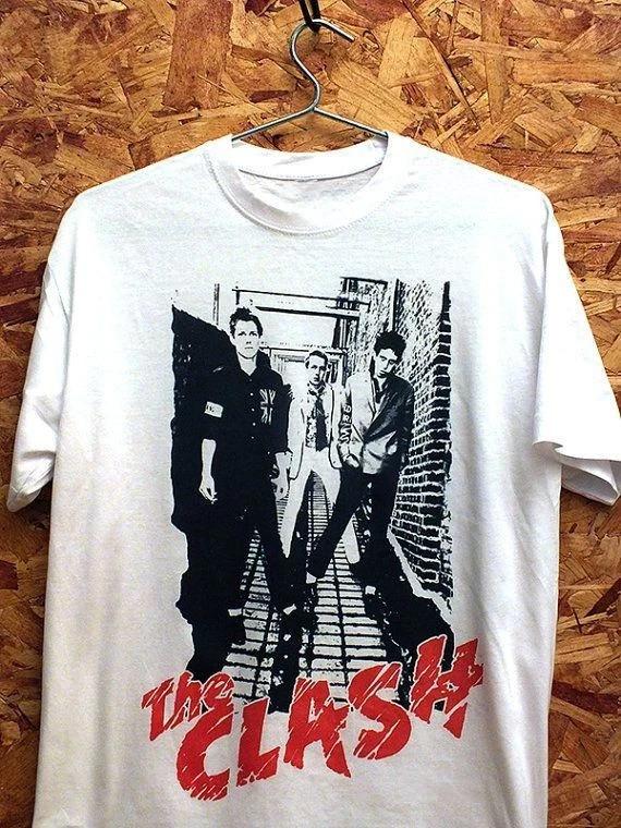 Rare The Clash Band Cotton White Shirt Unisex S to 5XL