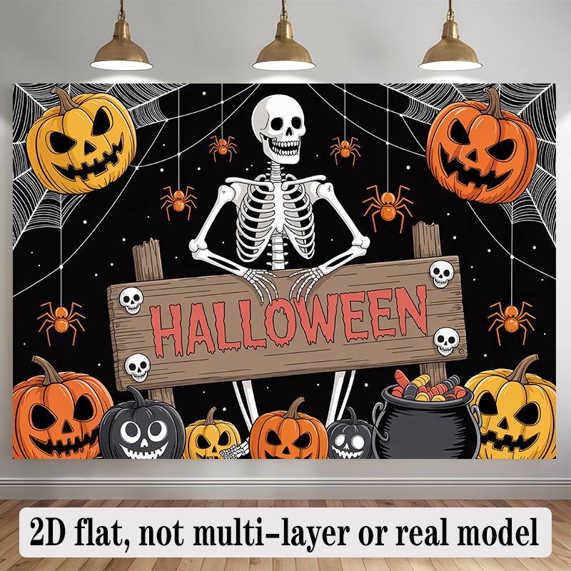 Party Backdrop Halloween Flat Banners Spooky Skeleton Pumpkin Celebrations Wedding Enthusiasts Photo Booth Decor Front Door Decor