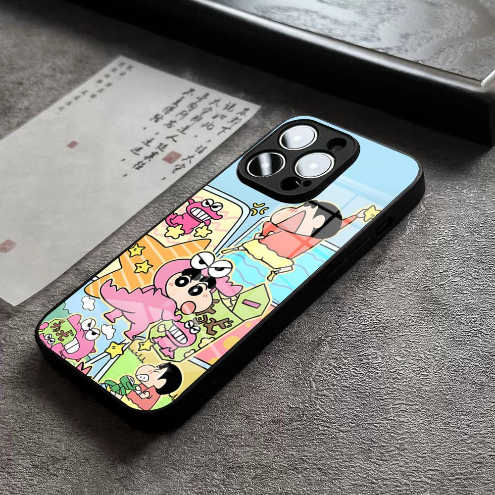Crayon Shin-chans Phone Case For IPhone 16 Pro Max 15 Plus 14 Pro 12 11 13 Mini X XR XS Max 8 7 Plus SE Glass Cover