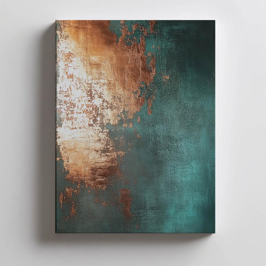Miedziowy Akcent W Turkusie Miedziowy Akcent W Turkusie, 30X40 Cm, Bez Ramy, Płótno Premium Na Blejtramie