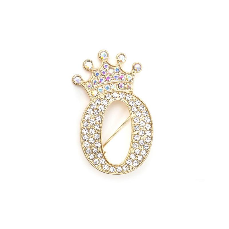 1 шт. брошь-булавка для женщин и мужчин, брошь с инициалом, булавка на воротник, кристалл, страз, модная, от A до Z, золотистый тон, булавка-корсет