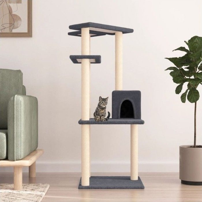 VidaXL Cat Tree with Sisal Scratching Posts Dark Grey 123 Cm 171785