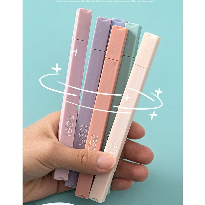 6 шт. набор двусторонних ручек-хайлайтеров Kawaii цветные маркеры для манги пастельные канцелярские принадлежности для скрапбукинга школьные принадлежности