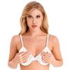 Женский прозрачный бюстгальтер на косточках из прозрачной сетки без подкладки-балконета с вырезами и прозрачным бюстгальтером