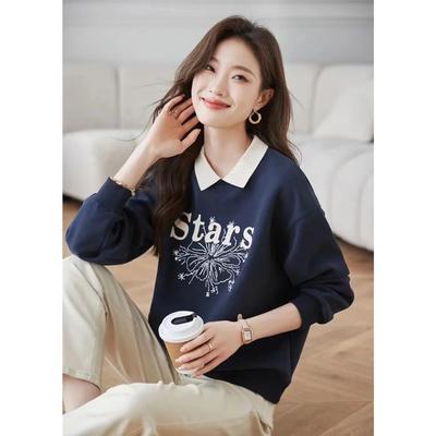 Поддельный двухкомпонентный осенний женский новый жакет с длинными рукавами и принтом букв на лацканах, верхняя часть толстовки