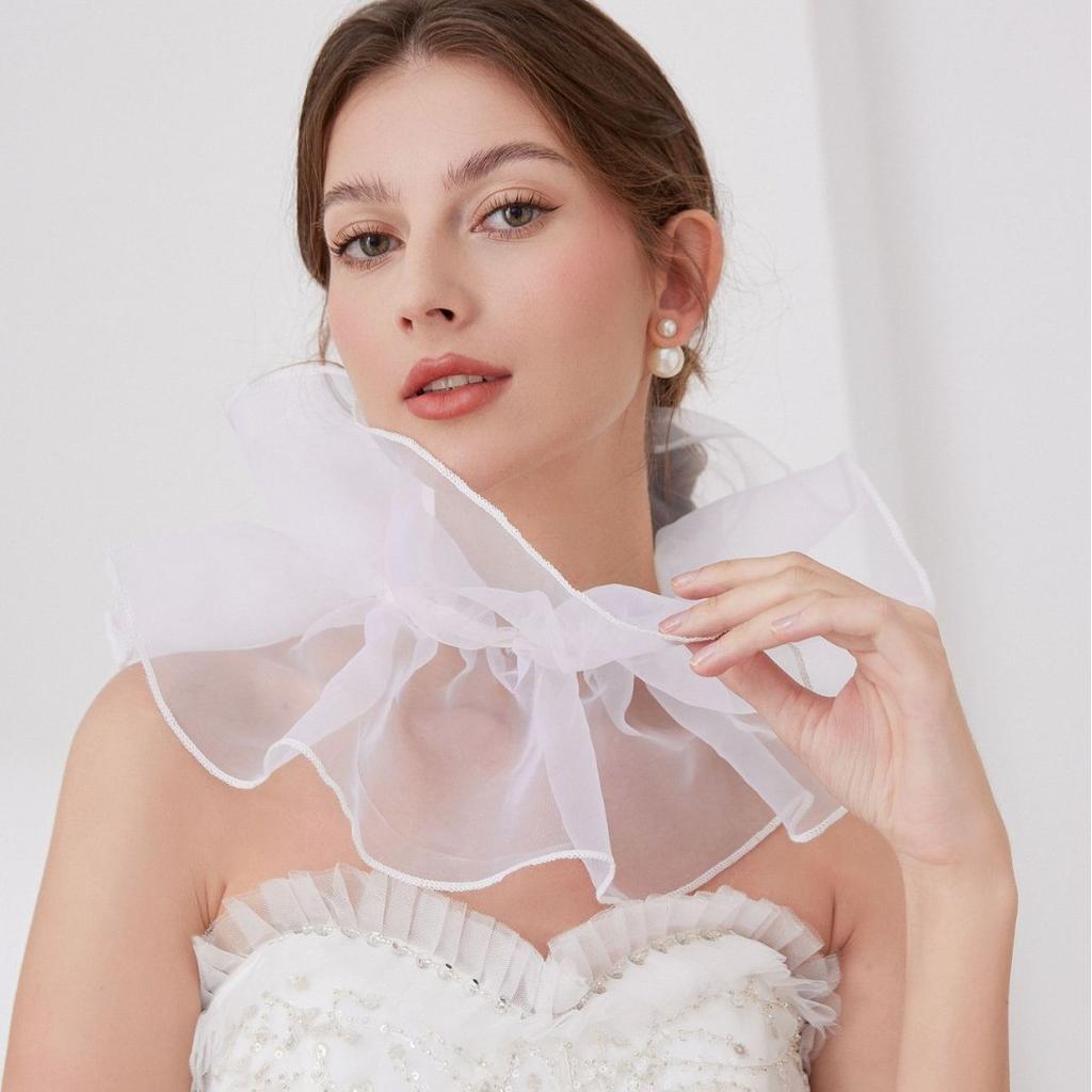 Neck Circumference Pleated Neck Protection Stand Up Collar French Style Scarf with Fake Collar Outer Outfit