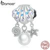 BAMOER 925 Sterling Silver Delicate Shell Pearl Pendant Fit DIY Charms Bracelet & Bangle Summer Beach Series Charms Fine Jewelry