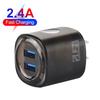 Двойное USB-зарядное устройство для телефона 2,4 А, 2-портовый адаптер для путешествий (США/ЕС)