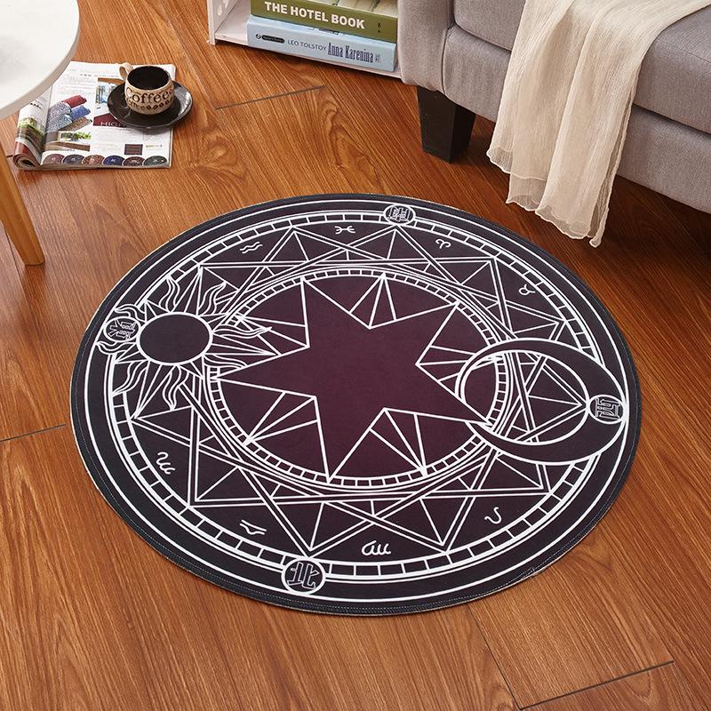 Cardcaptor Sakura Magic Circle Anime Carpet: Children's Round Floor Mat for Cloakroom or Hanging Basket