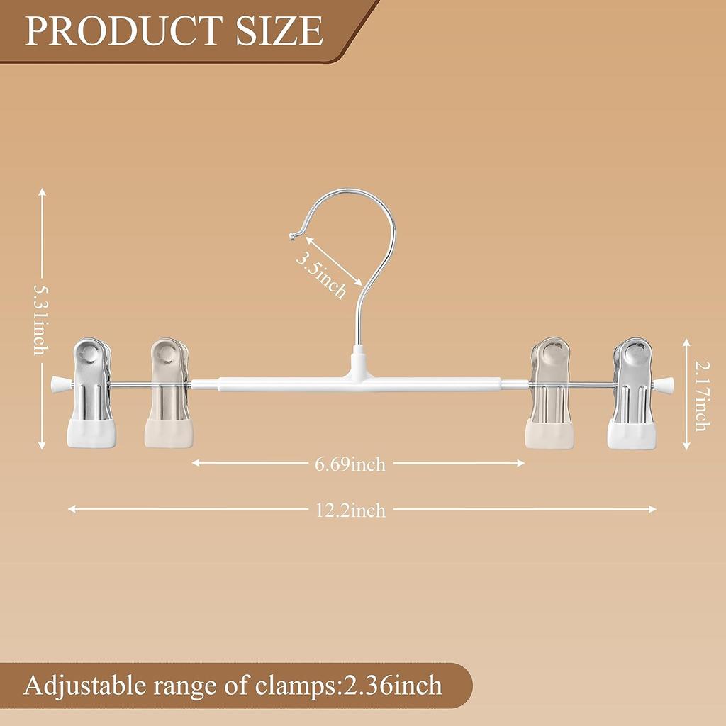 5 шт. Вешалки для брюк Сверхпрочные с регулируемым зажимом Вешалки для брюк и юбок Нескользящие вешалки для шорт Экономия места Нержавеющая сталь