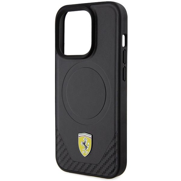 Ferrari Fehmp15Lptek Iphone 15 Pro 6.1 Czarny/Black Hardcase Carbon Metal Logo Magsafe