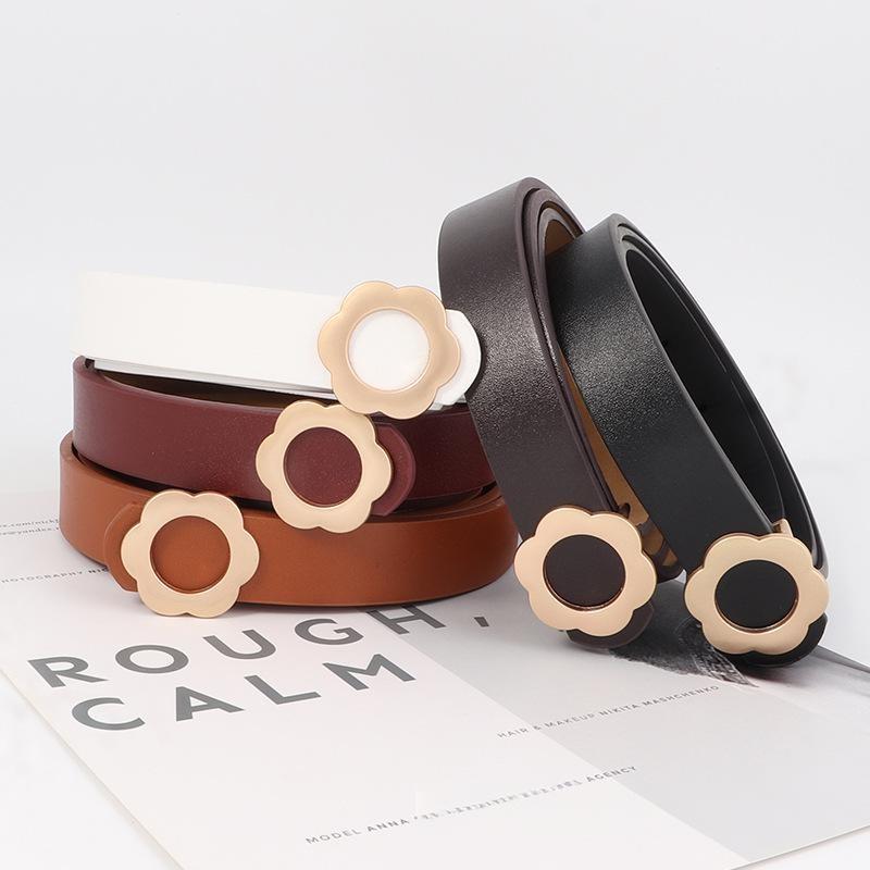 Womens Stylish Pu Leather Belt With Alloy Flat Buckle Suitable For Daily Outfits