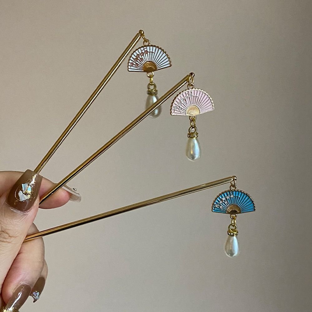 Древний головной убор Металлическая заколка для волос Ханфу Веер Палочки для волос в китайском стиле Головной убор в древнем стиле Заколка для волос