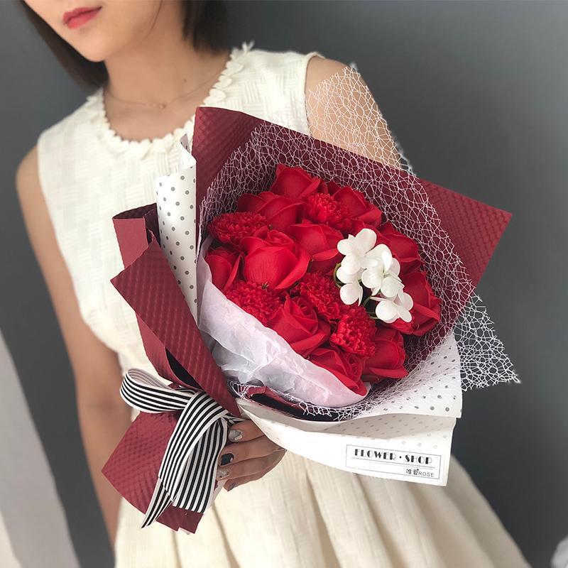 Preserved Rose & Carnation Bouquet - Perfect Birthday or Valentine's Gift for Mother, Teacher, or Girlfriend
