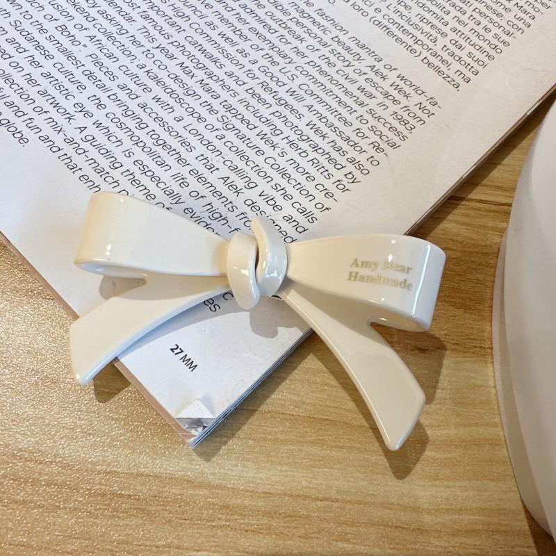 6.5cm Bowknot Acetate Alloy Hairclip Barrette Candy Pinky Color Side Clip Duck Bill for Children and Girls Kawai Korean Fashion