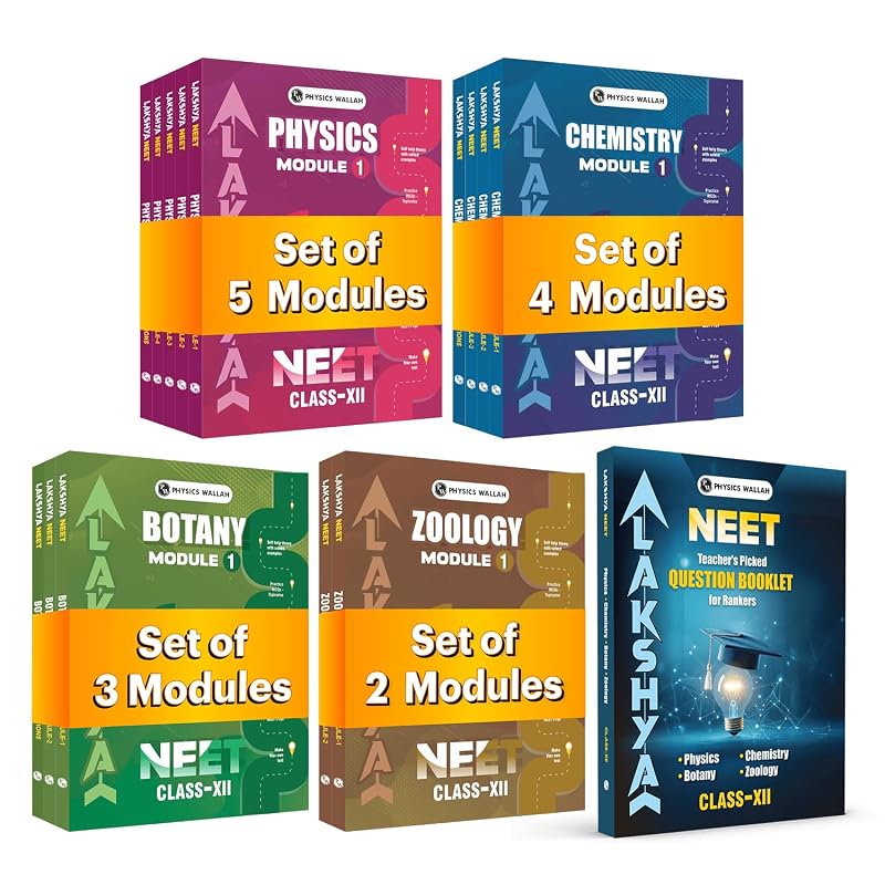 PW Lakshya For NEET Class 12 Physics, Chemistry, Botany & Zoology Modules and Questions Booklet with Solutions Combo Set of 15 Books (2026 Edition)