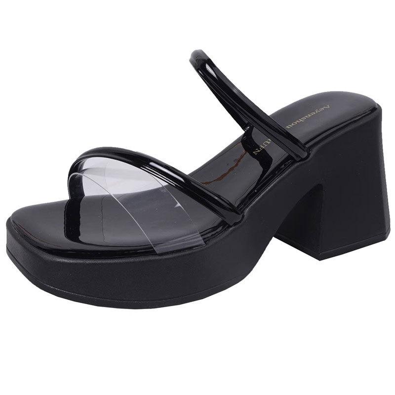 Интернет-знаменитость черные толстые босоножки на высоком каблуке женские 2025 новая летняя ретро высококлассные поздневечерний бриз нежные туфли феи