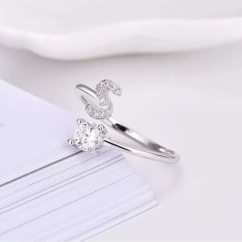 Женское регулируемое повседневное кольцо с буквой AZ, инициалом имени, модное, со стразами, для пары, элегантное, новое, складывающееся кольцо