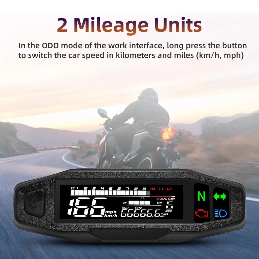 Waterproof Speedometer Motorcycle Universal LED Digital Dashboard Km/h MPH Odometer Meter Motor Gauge Sensor with Y/Z/W Bracket