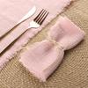 6PCS Rustic Style Burr Edge Cotton Napkin Tassel Design Gauze Tea Towel  Wedding
