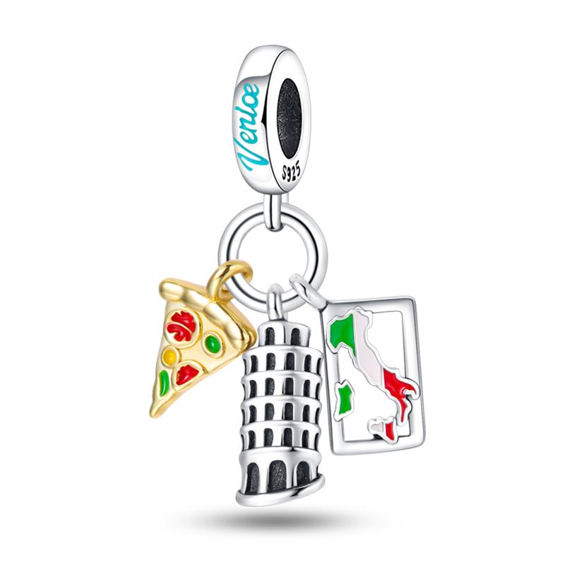 Copper Eiffel Tower Triumphal Arch Famous Architectural Charms Beads Fit Pan Original Bracelets Diy Fine Jewelry