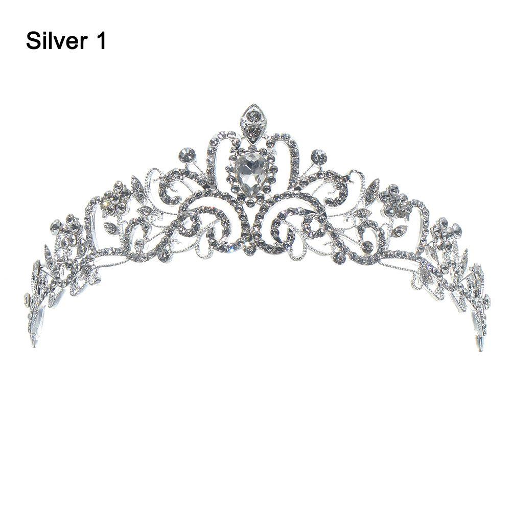 Bridal Hair Accessories Silver Tiara Crown Princess Rhinestone Crown Crystal Headband with Combs