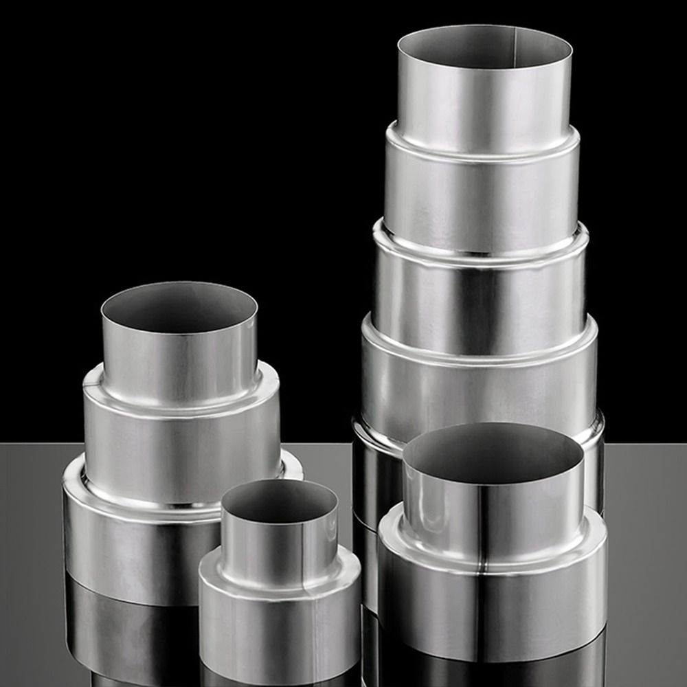 New Stainless Steel Exhaust Pipe Reducer Adapter Multiple Sizes Silver Ducting Connector Portable Ventilation Pipe Fittings